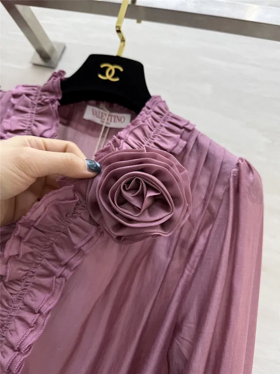 Valentino Purple Tencel Flower Shirt